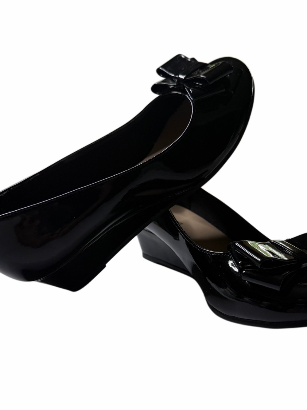 American Eagle Black Bow Wedge Flats Women’s Size 4 New Without Box